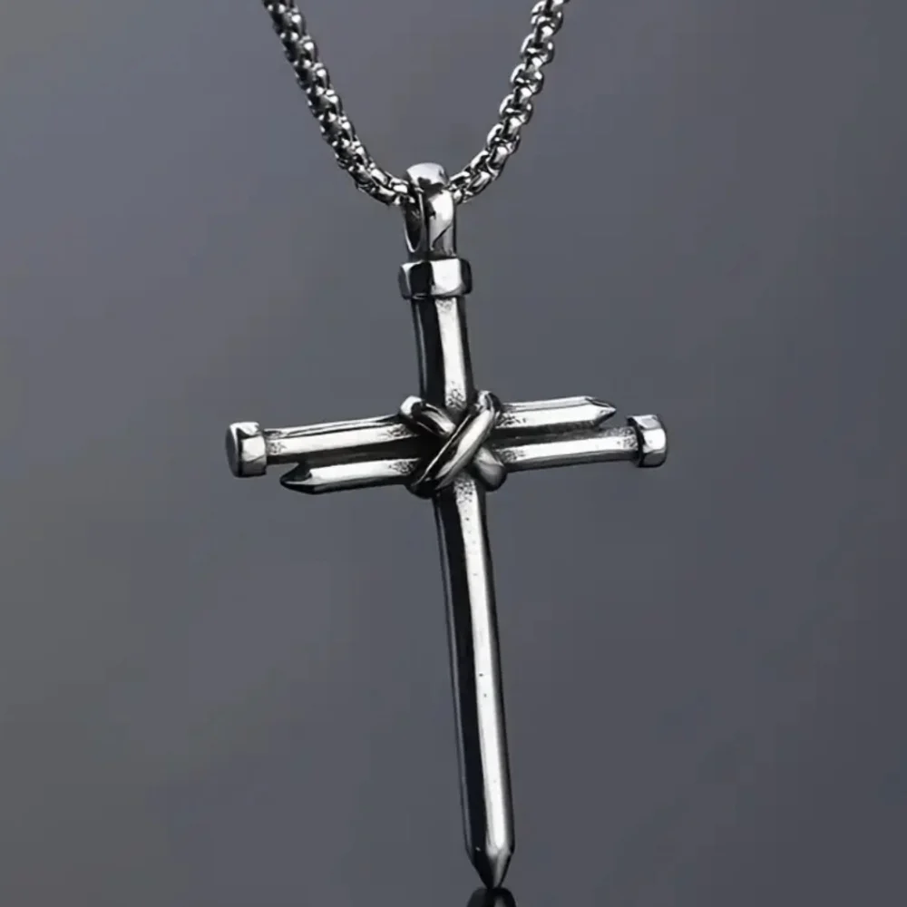 🆕️LAST 1☦️HANDCRAFTED STAINLESS STEEL CROSS NAIL UNISEX NECKLESS/GIFT BOXED